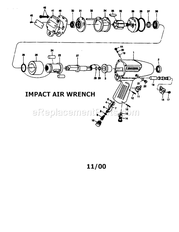 Impact Air Wrench Diagram and Parts List for 875199941  Craftsman Wrench