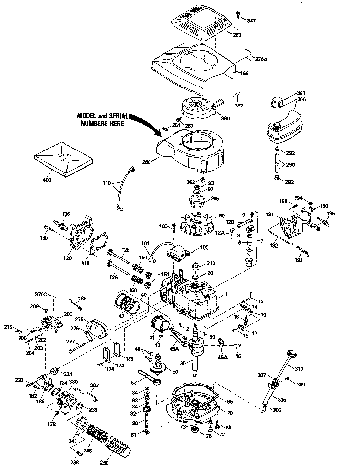 Replacement Parts Diagram and Parts List for 143414552  Craftsman Engine