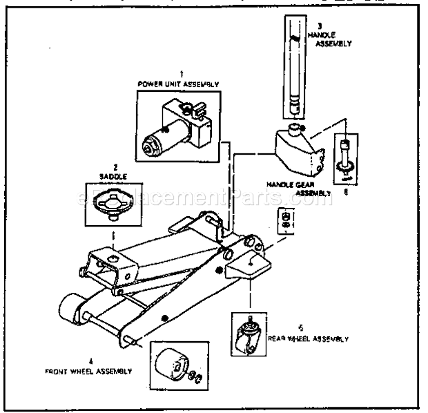 Unit Parts Diagram and Parts List for 875501152  Craftsman Jack