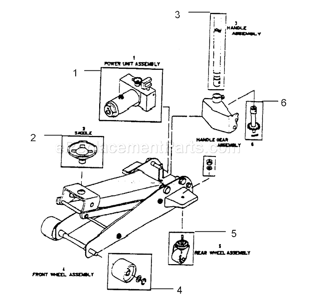 Page B Diagram and Parts List for 875501152  Craftsman Jack