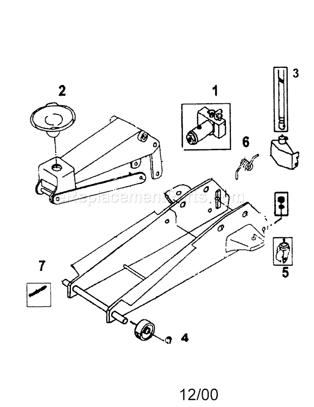 Jack Diagram and Parts List for 875501340  Craftsman Jack