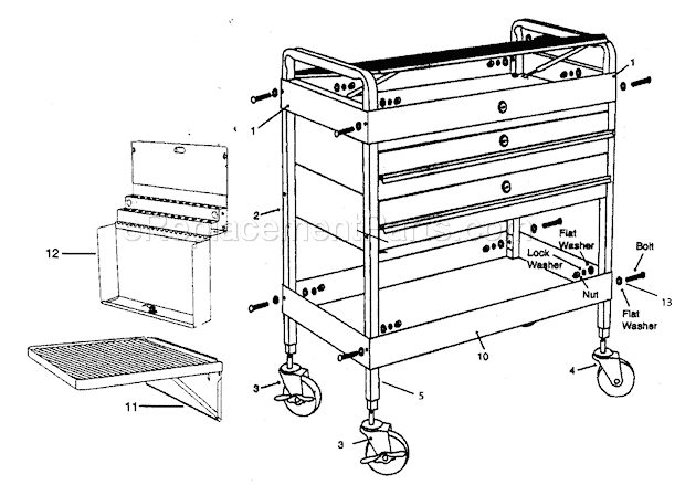 Service Cart Diagram and Parts List for 87559691  Craftsman Tool Stand & Cart
