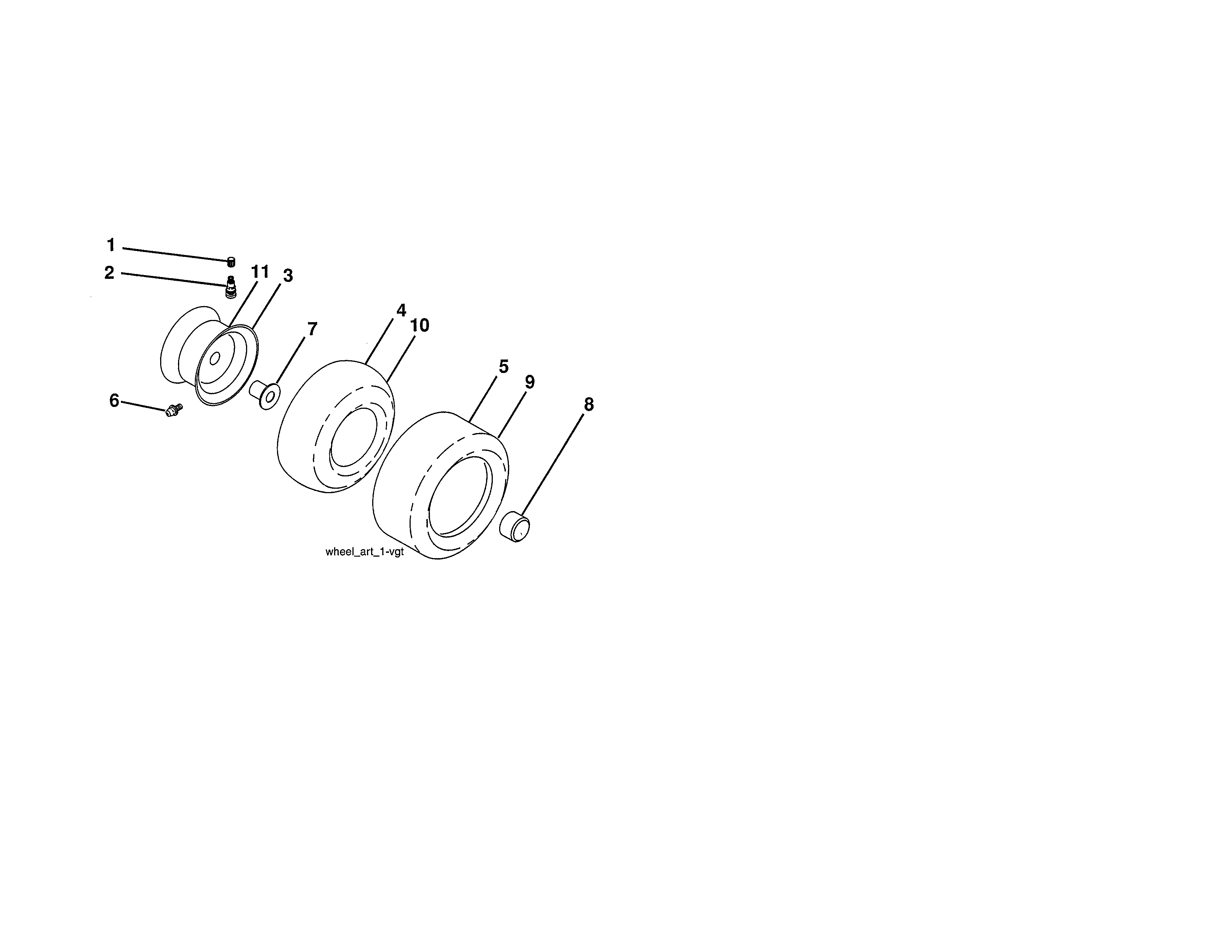 Wheels & Tires Diagram and Parts List for 917203921  Craftsman Lawn Tractor