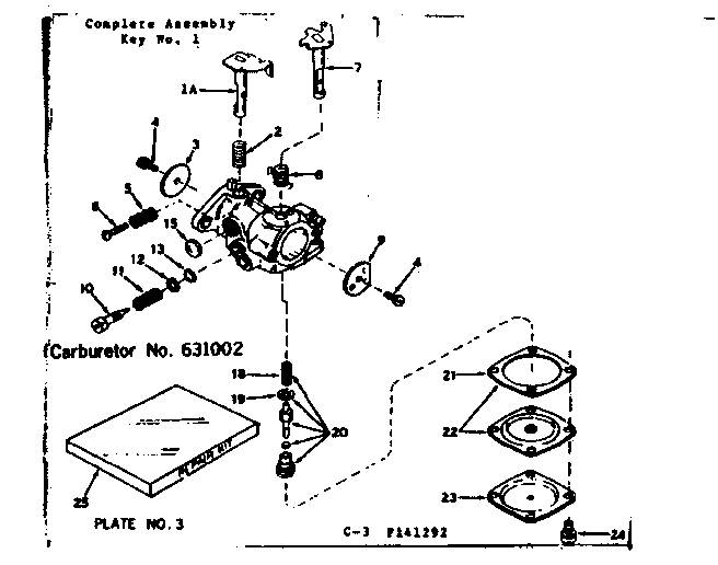 Carburetor Diagram and Parts List for 143141292  Craftsman Engine