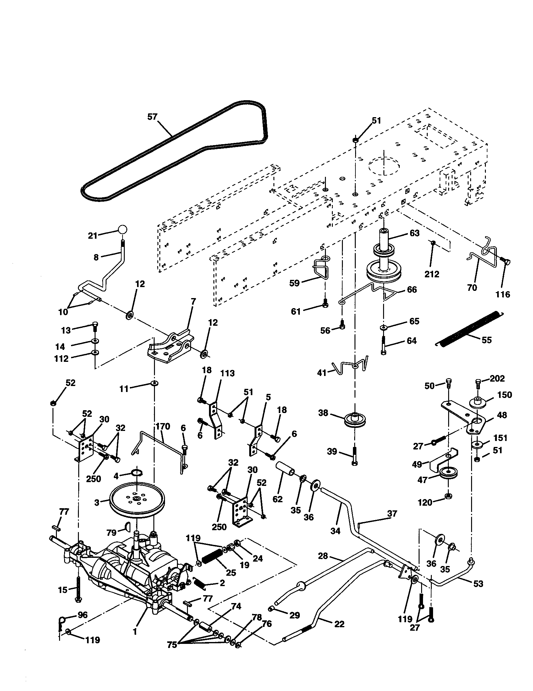 Drive Diagram and Parts List for 917277020  Craftsman Lawn Tractor