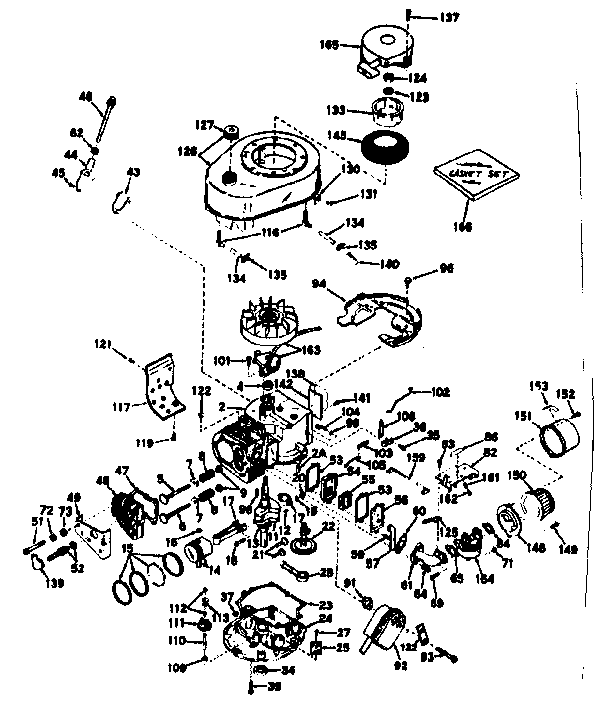 Basic Engine Diagram and Parts List for 143225092  Craftsman Engine