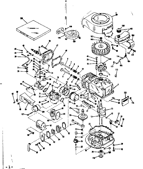 Basic Engine Diagram and Parts List for 14311350  Craftsman Engine