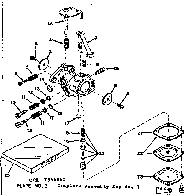 Carburetor Diagram and Parts List for 143554062  Craftsman Engine