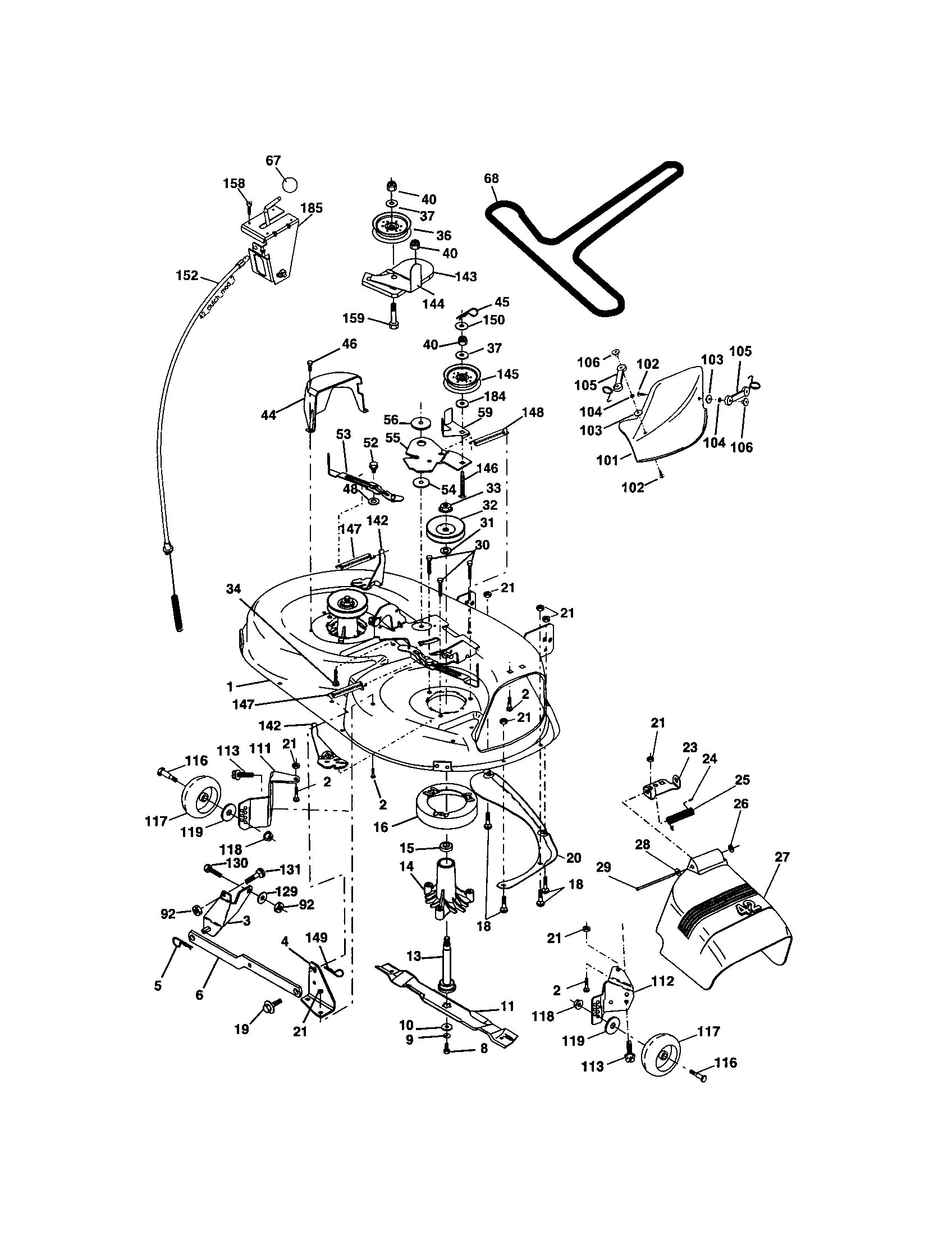 Mower Deck Diagram and Parts List for 917273754  Craftsman Lawn Tractor