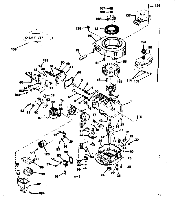 Basic Engine Diagram and Parts List for 143224162  Craftsman Engine