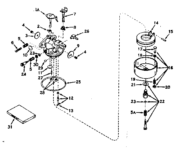 Carburetor No. 631238 Diagram and Parts List for 143171102  Craftsman Engine