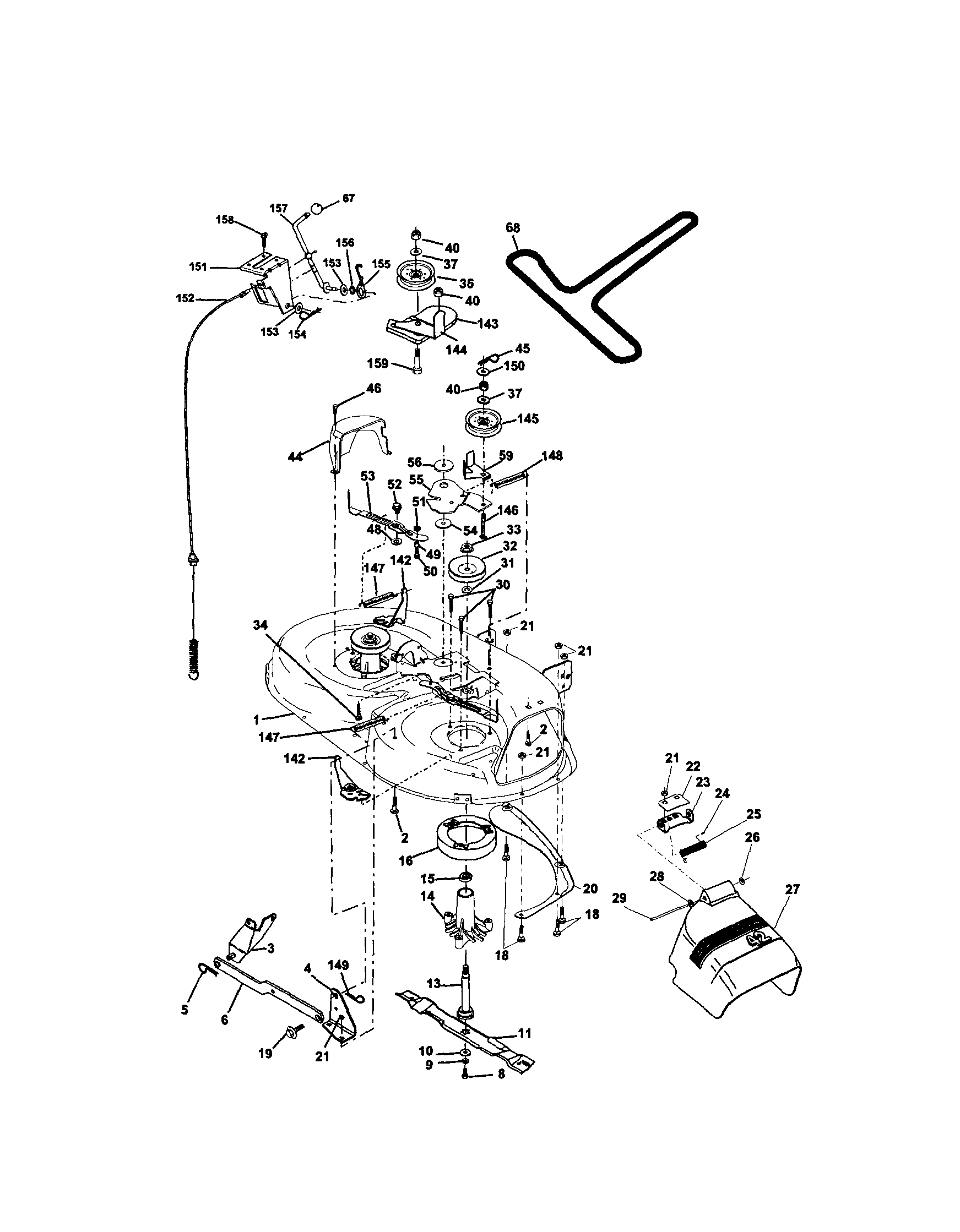 Mower Deck Diagram and Parts List for 917271531  Craftsman Lawn Tractor