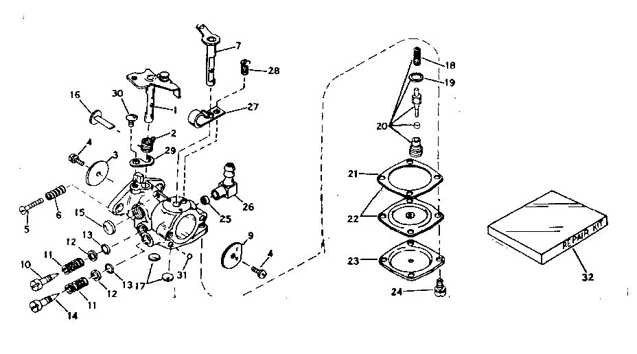 Carburetor Diagram and Parts List for 91762802  Craftsman Chainsaw