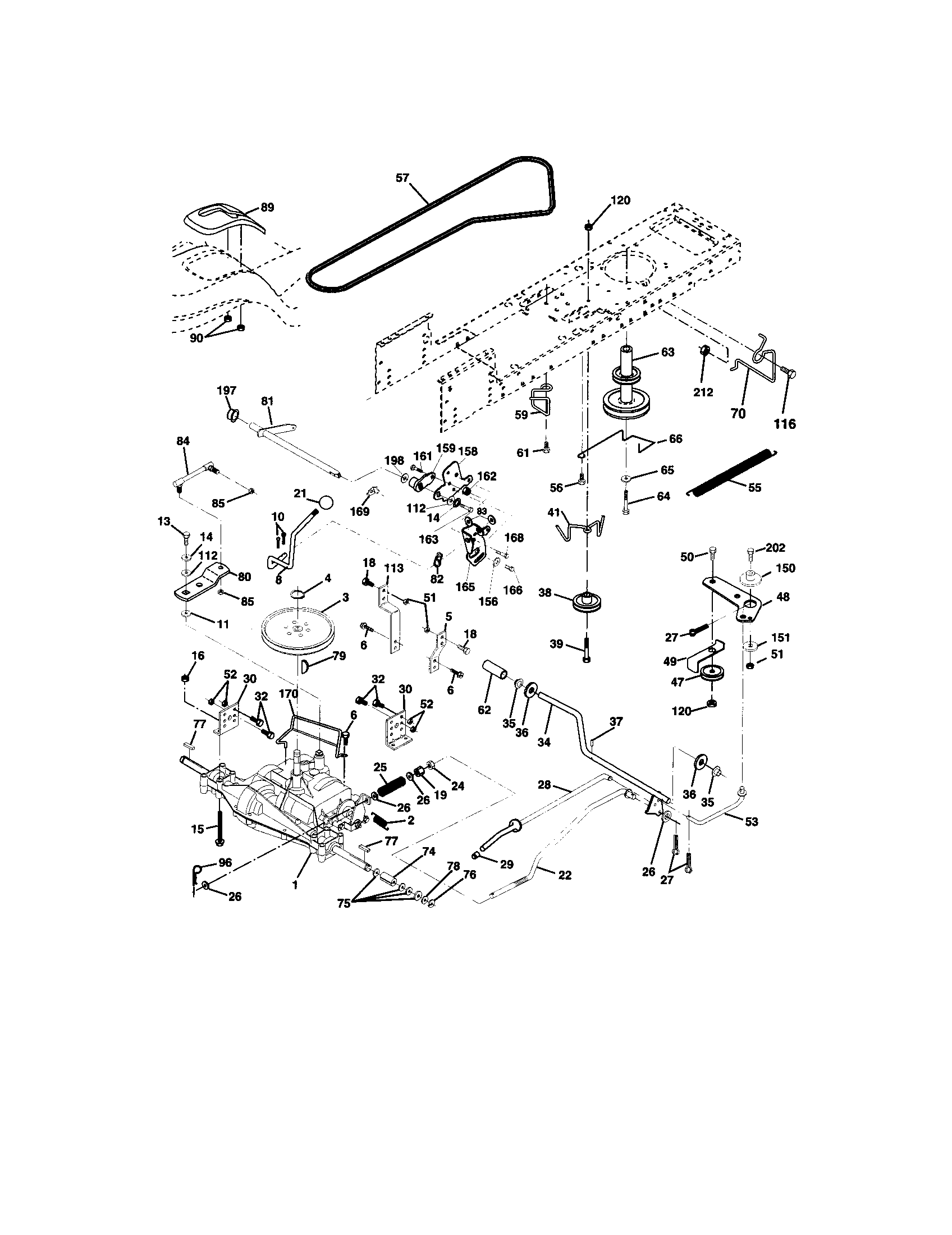 Ground Drive Diagram and Parts List for 917273393  Craftsman Lawn Tractor