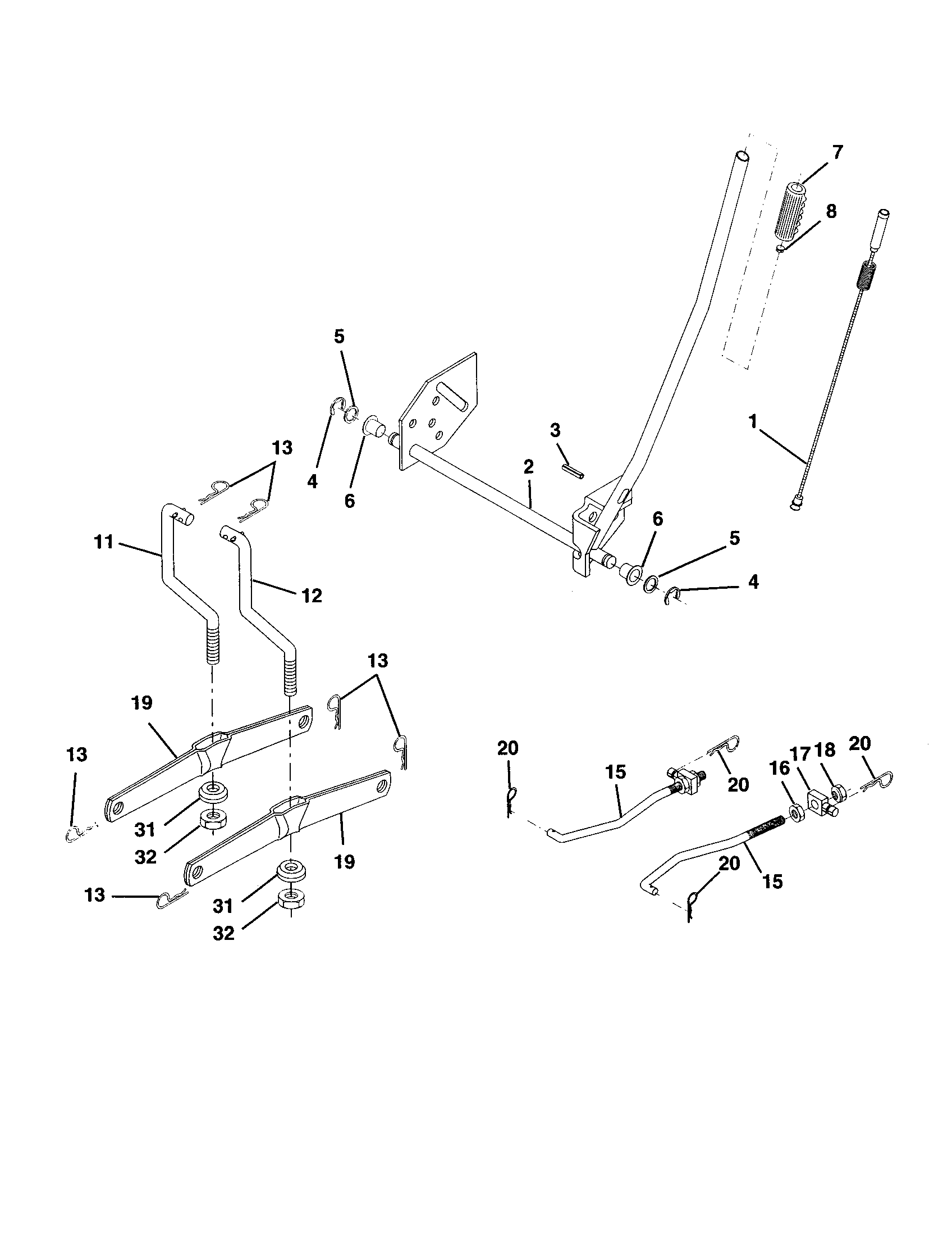 Mower Lift Diagram and Parts List for 917277230  Craftsman Lawn Tractor