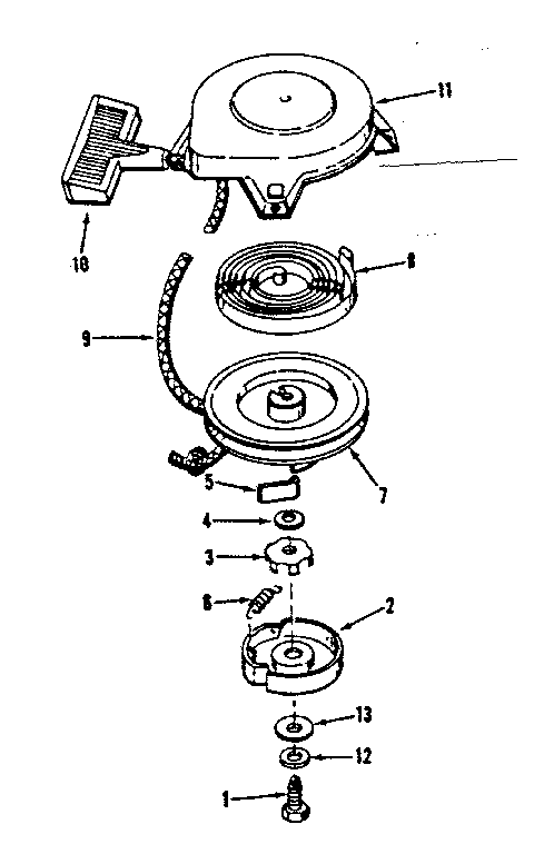 Rewind Starte Diagram and Parts List for 143531082  Craftsman Engine