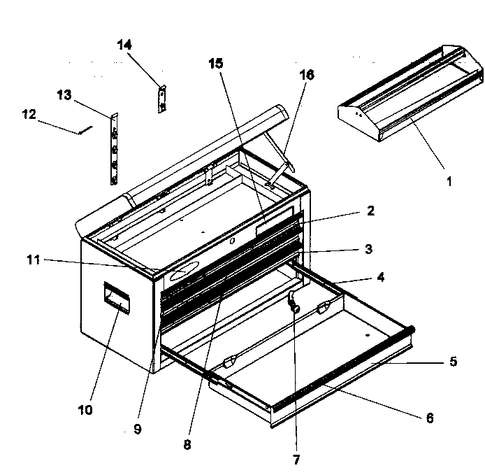 Chest Diagram and Parts List for 706652477  Craftsman Tool Stand & Cart