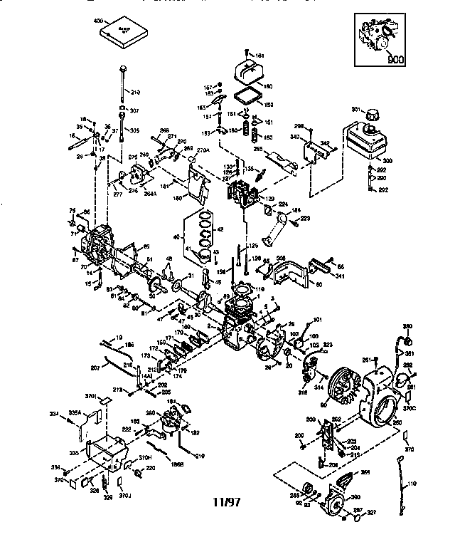 Replacement Parts Diagram and Parts List for 143981201  Craftsman Engine