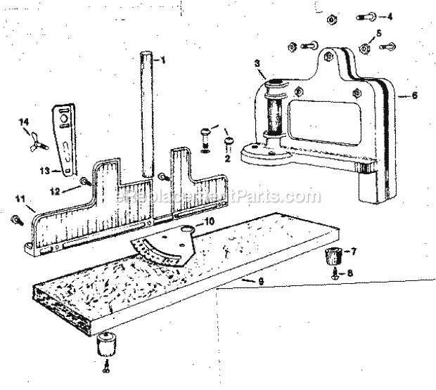 Unit Parts Diagram and Parts List for 881363261  Craftsman Miter Saw