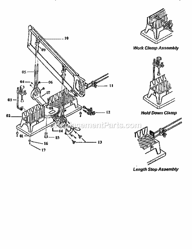 Unit Parts Diagram and Parts List for 88136343  Craftsman Miter Saw