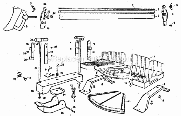 Unit Parts Diagram and Parts List for 88136377  Craftsman Miter Saw