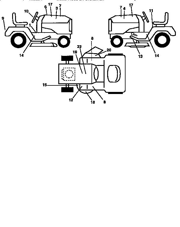 Decals Diagram and Parts List for 917256661  Craftsman Lawn Tractor