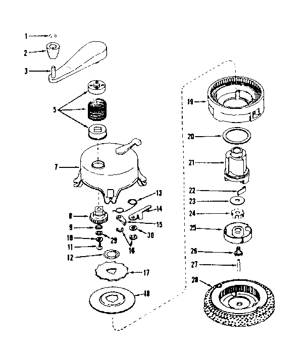No-pull Starter No. 29986 Diagram and Parts List for 143521061  Craftsman Engine