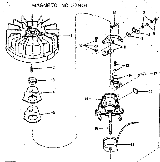 Magneto No. 27901 Diagram and Parts List for 14350040  Craftsman Engine