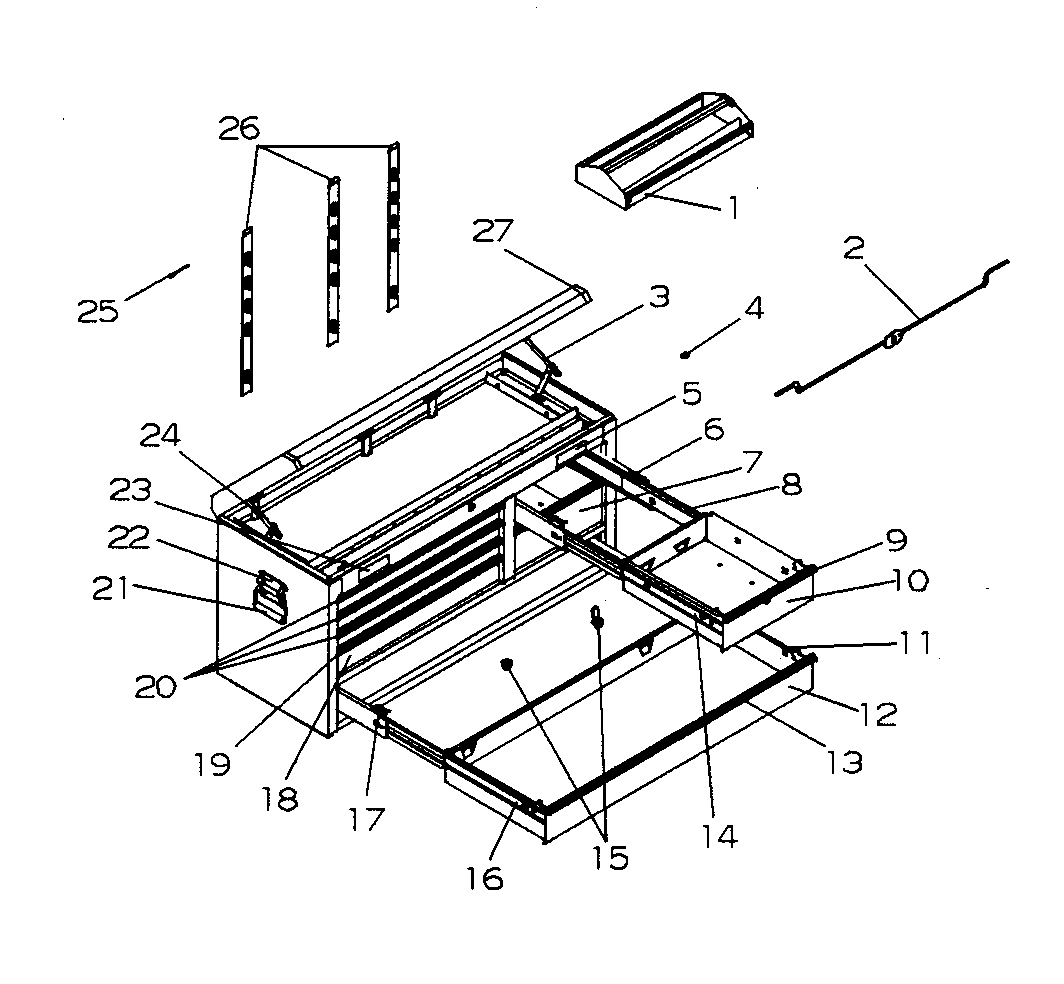 Cabinet Parts Diagram and Parts List for 706593830  Craftsman Tool Stand & Cart