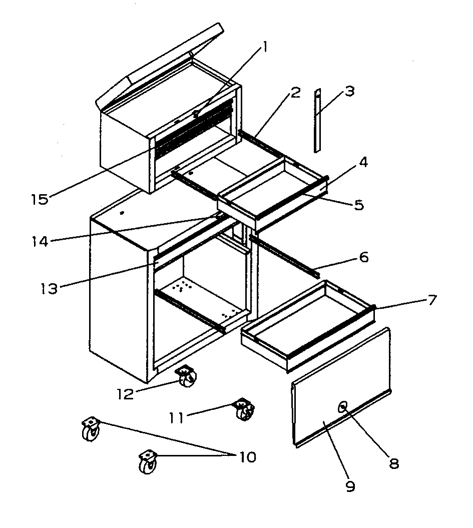 Tool Box Diagram and Parts List for 706597721  Craftsman Tool Stand & Cart