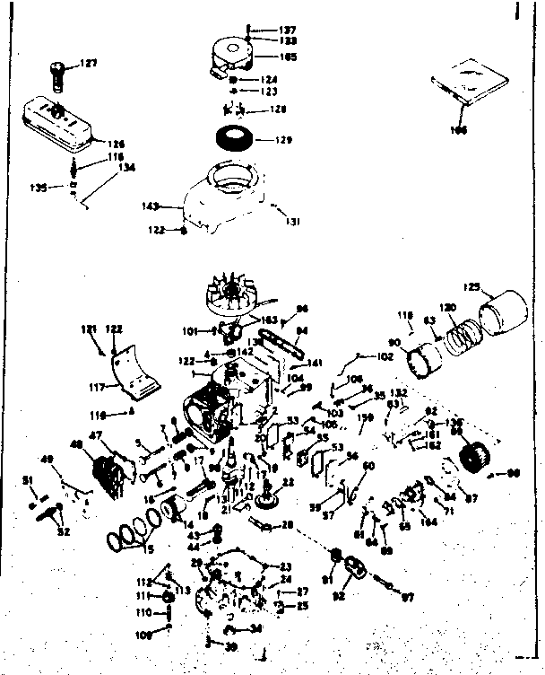 Basic Engine Diagram and Parts List for 143196012  Craftsman Engine
