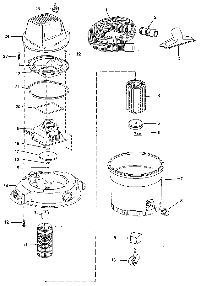 Unit Diagram and Parts List for 113177751  Craftsman Utility Vacuum