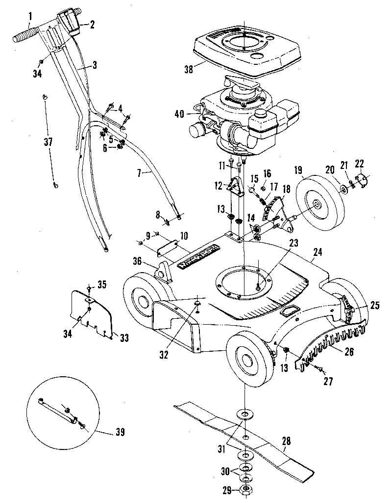 Unit Parts Diagram and Parts List for 13191314  Craftsman Lawn Mower