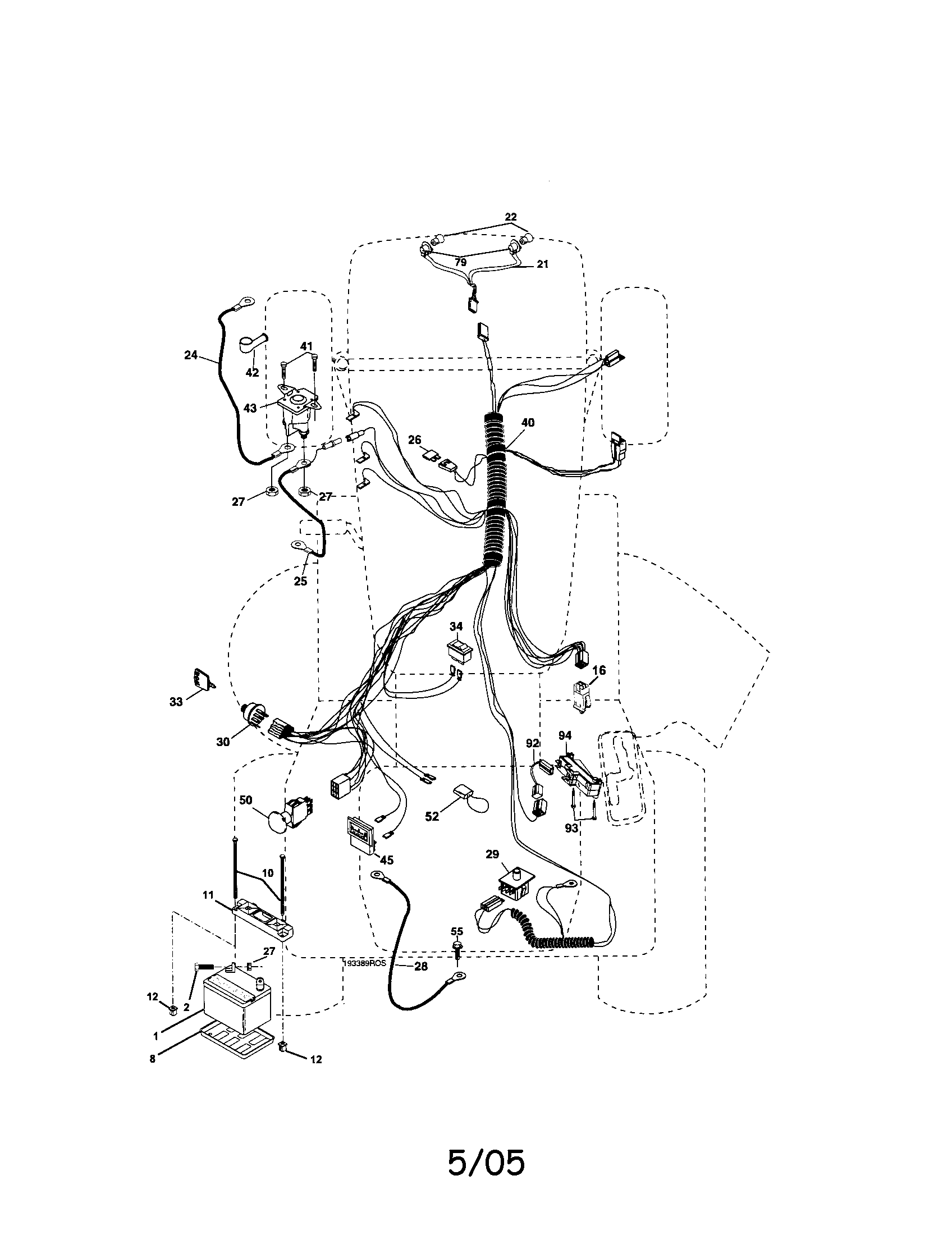 Electrical Diagram and Parts List for 917275662  Craftsman Lawn Tractor