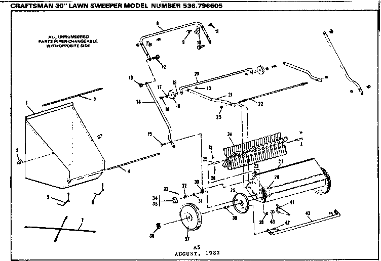 Replacement Parts Diagram and Parts List for 536796605  Craftsman Lawn Tractor