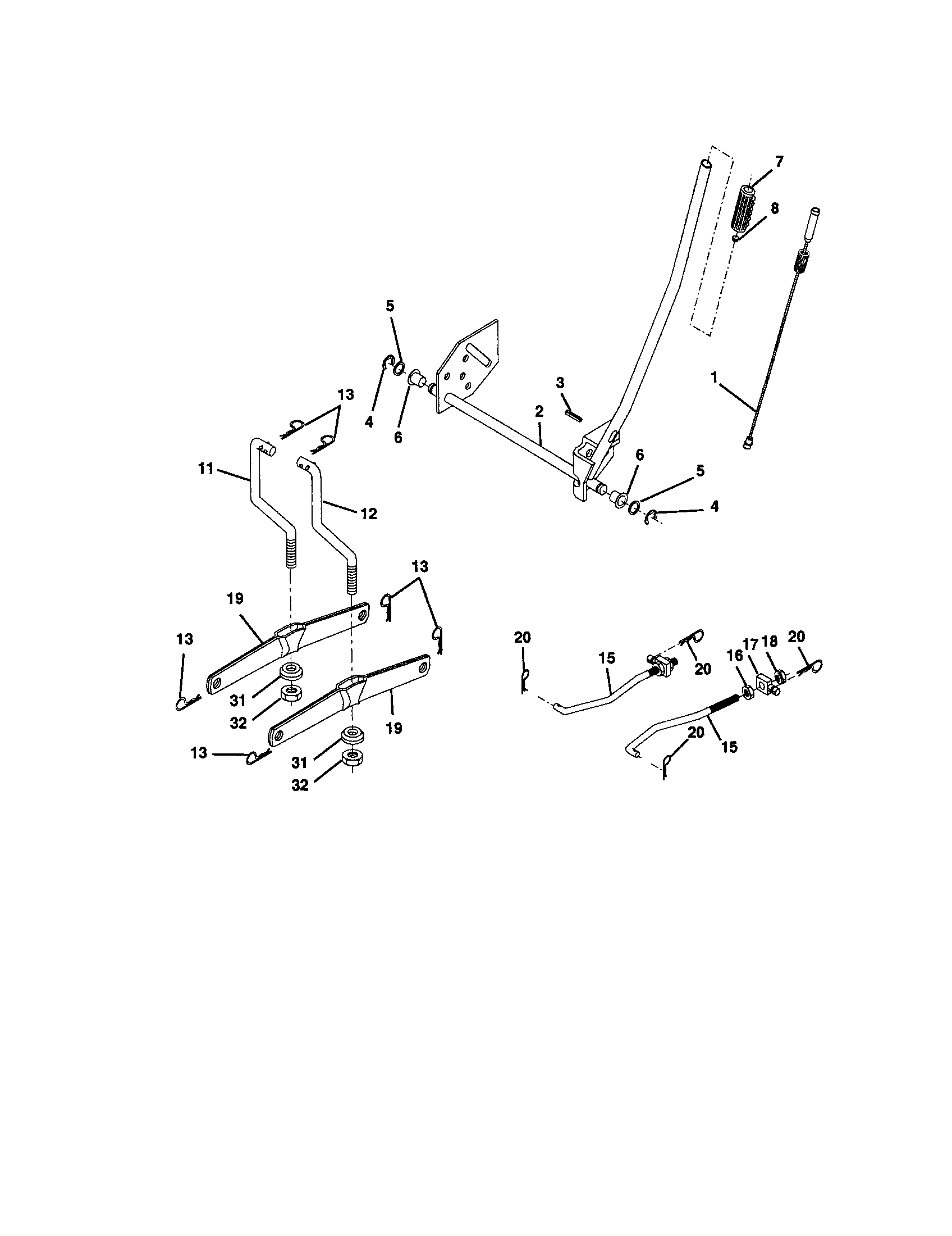 Lift Assembly Diagram and Parts List for 917272073  Craftsman Lawn Tractor