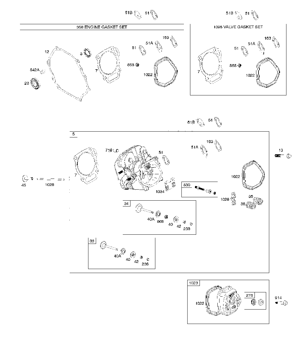Cylinder head/gasket sets Diagram and Parts List for CMXGGAS030790  Craftsman Generator