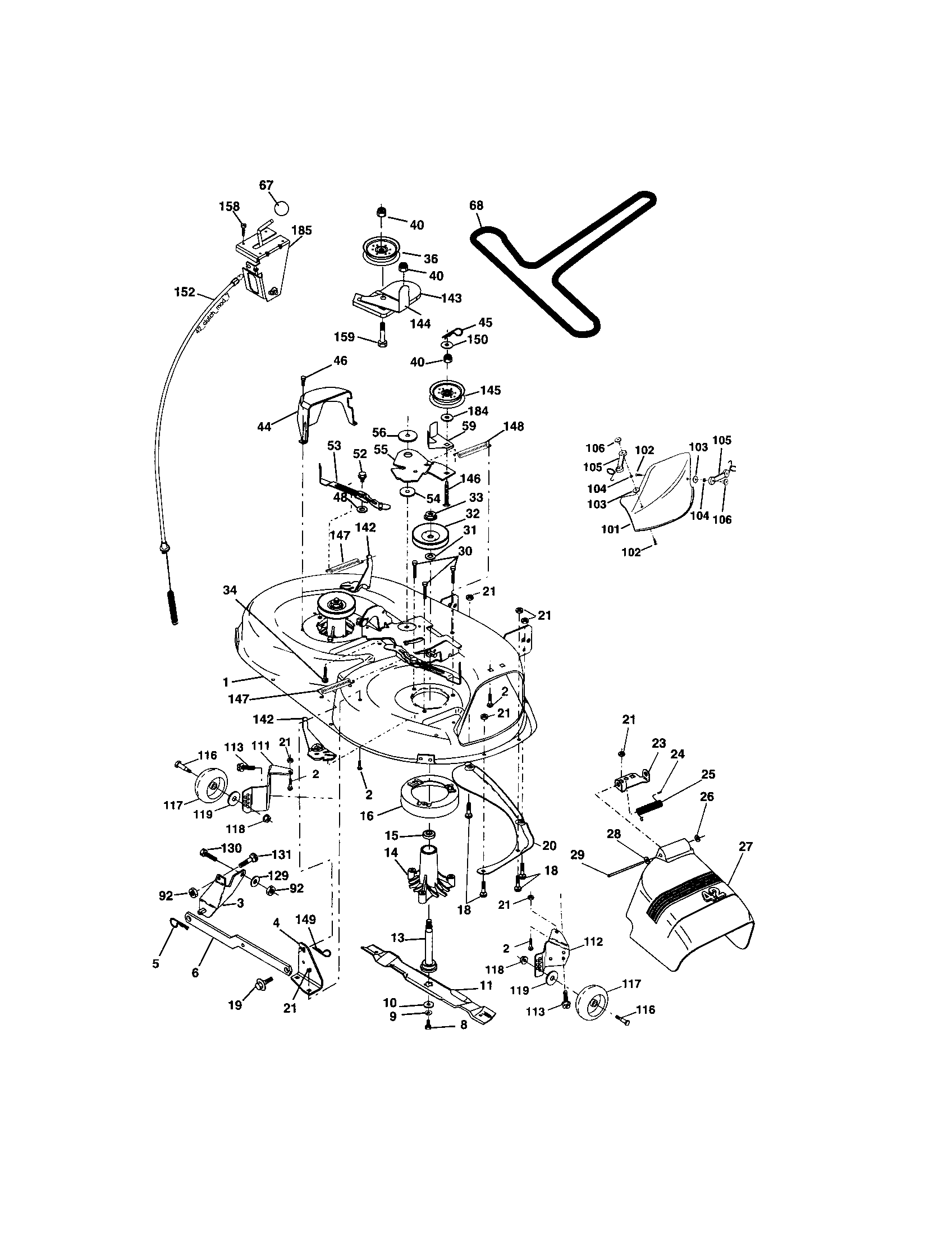 Mower Deck Diagram and Parts List for 917273802  Craftsman Lawn Tractor