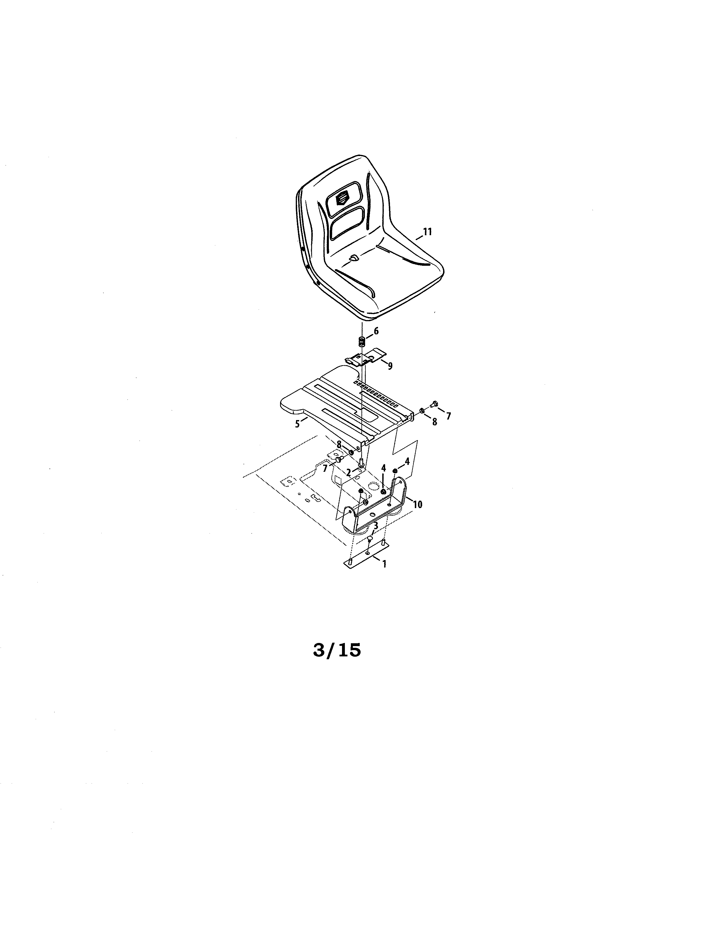 Seat Diagram and Parts List for 247204420  Craftsman Lawn Tractor