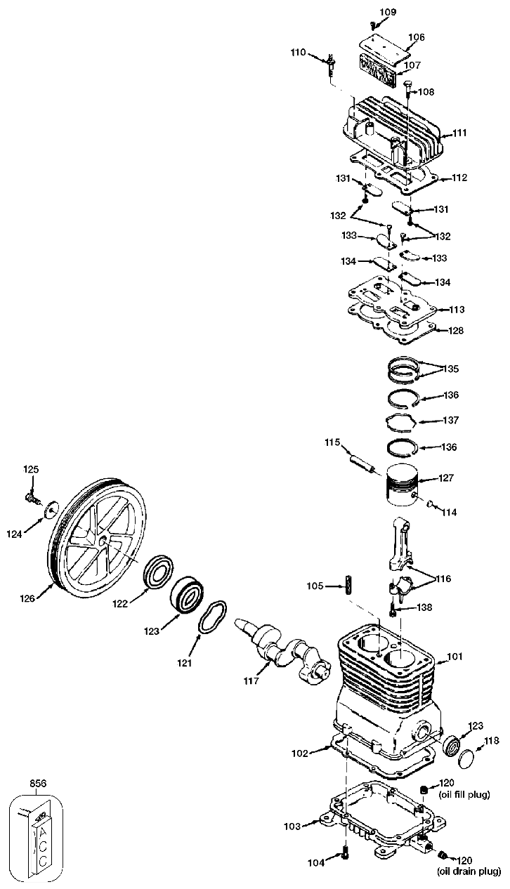 PUMP Diagram and Parts List for 919-18419 Type 0 Craftsman Compressor