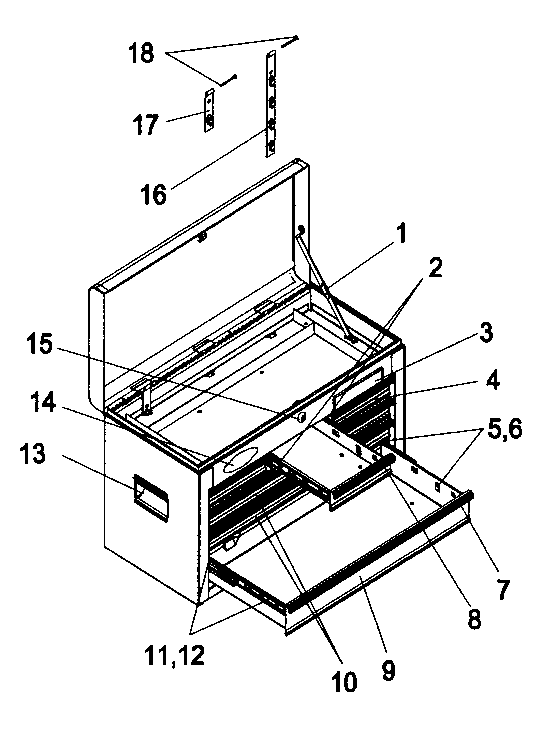 Chest Diagram and Parts List for 706618060  Craftsman Tool Stand & Cart