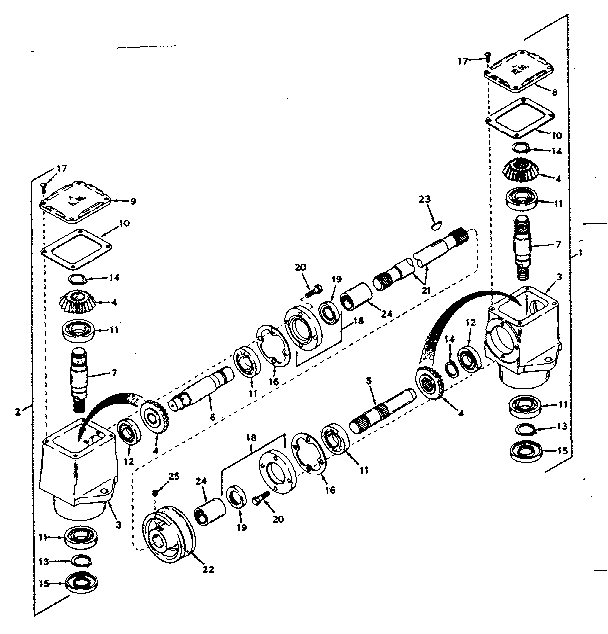 Right angle drive Diagram and Parts List for 91781360  Craftsman Lawn Mower