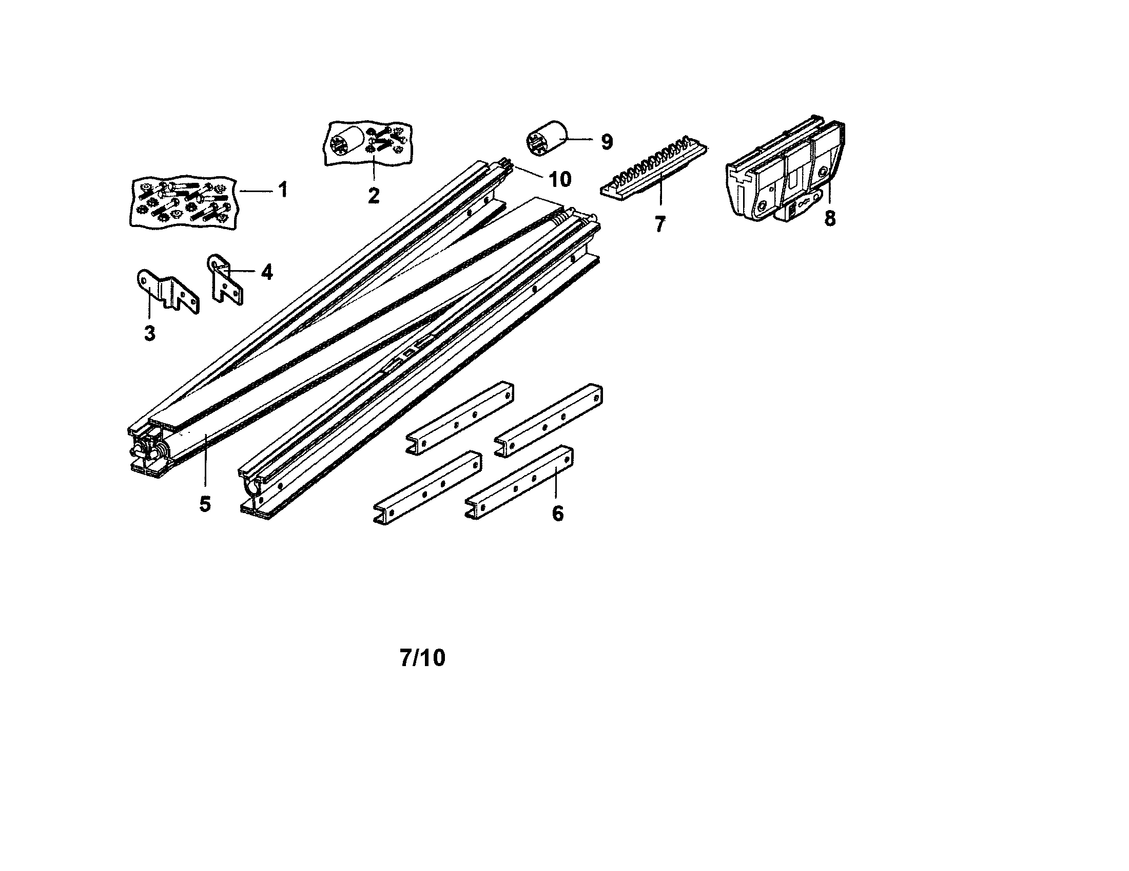 Rail Assembly Diagram and Parts List for 13953663SRT  Craftsman Garage Door Opener