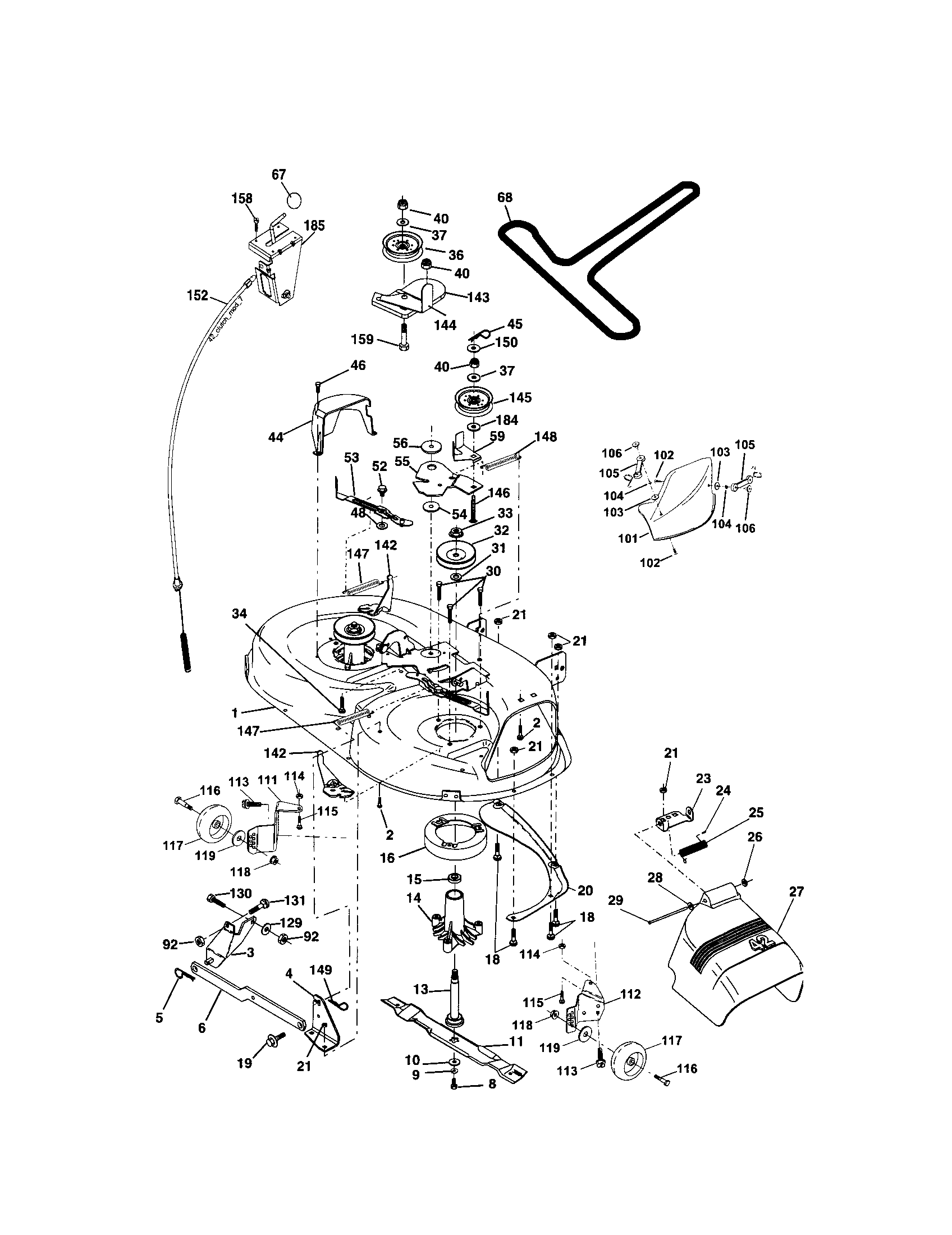 Mower Deck Diagram and Parts List for 917273143  Craftsman Lawn Tractor