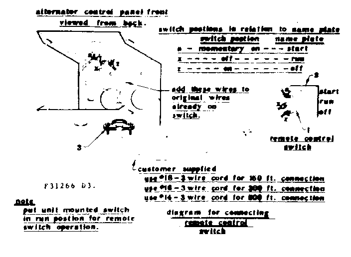 Connecting Remote Control Switch Diagram and Parts List for 58031266  Craftsman Engine