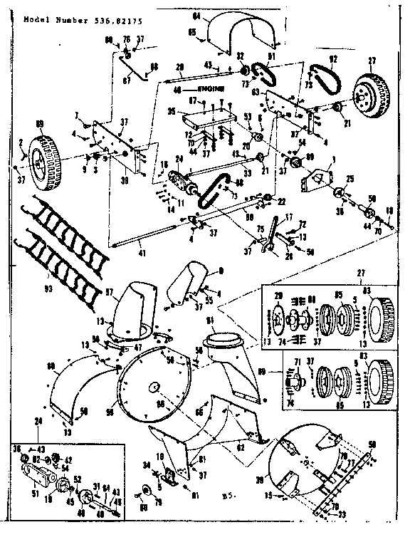 Replacement Parts Diagram and Parts List for 53682175  Craftsman Snow Blower