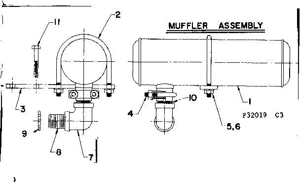 Muffler Assembly Diagram and Parts List for 58057240  Craftsman Engine