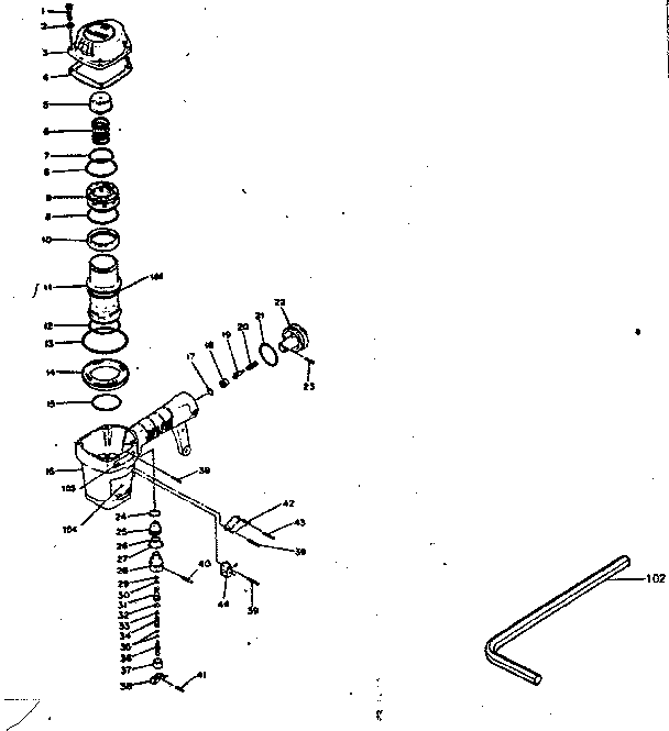 Cad Assembly Diagram and Parts List for 402N12B-1  Craftsman Nailer