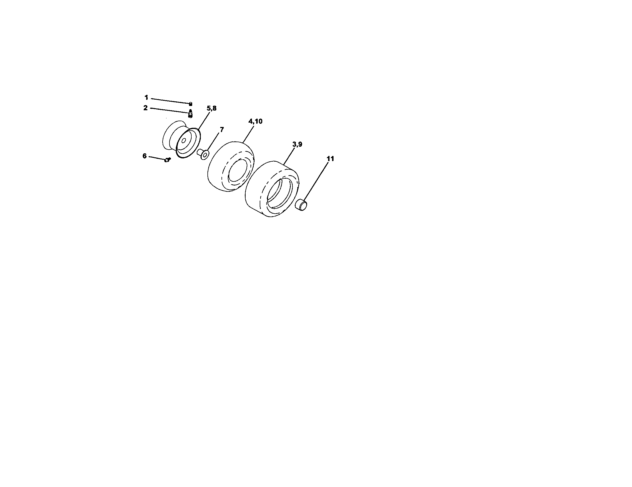 Wheels And Tires Diagram and Parts List for 917272432  Craftsman Lawn Tractor