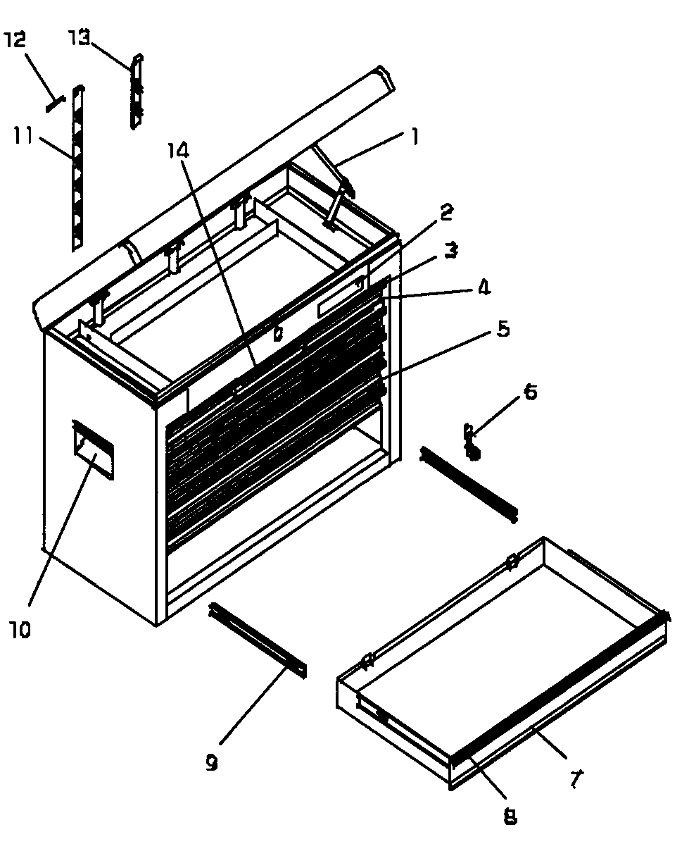 Tool Box Diagram and Parts List for 706599211  Craftsman Tool Stand & Cart